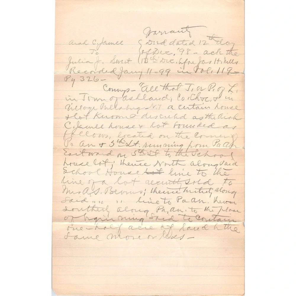 1898 Handwritten Deed Steffen D. Herman Elmira NY 2 Pages AE9-X1 - Picture 3 of 4